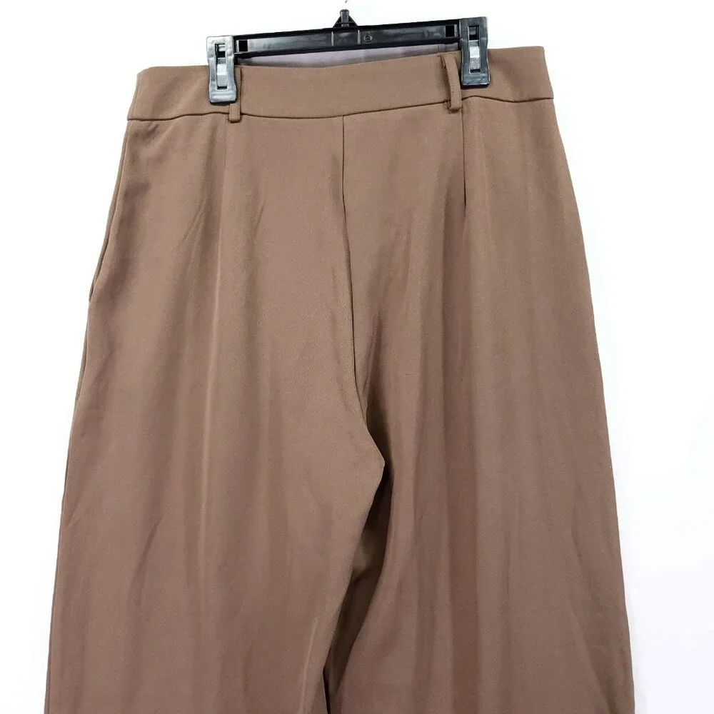 Princess Polly Pleated High Rise Wide Leg Dress Pants Size 8 Brown Trouser